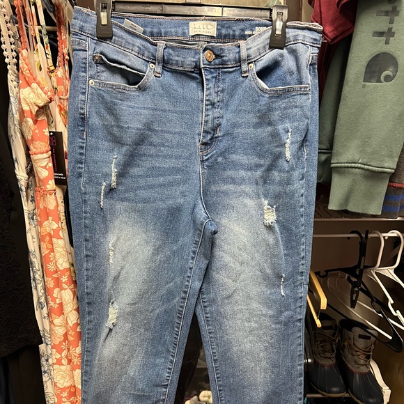 Blue Distressed Women's Jeans - Picture 1 of 10